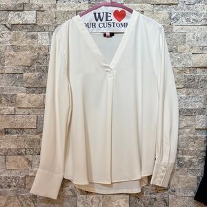 Ann Taylor Ivory V-Neck Blouse